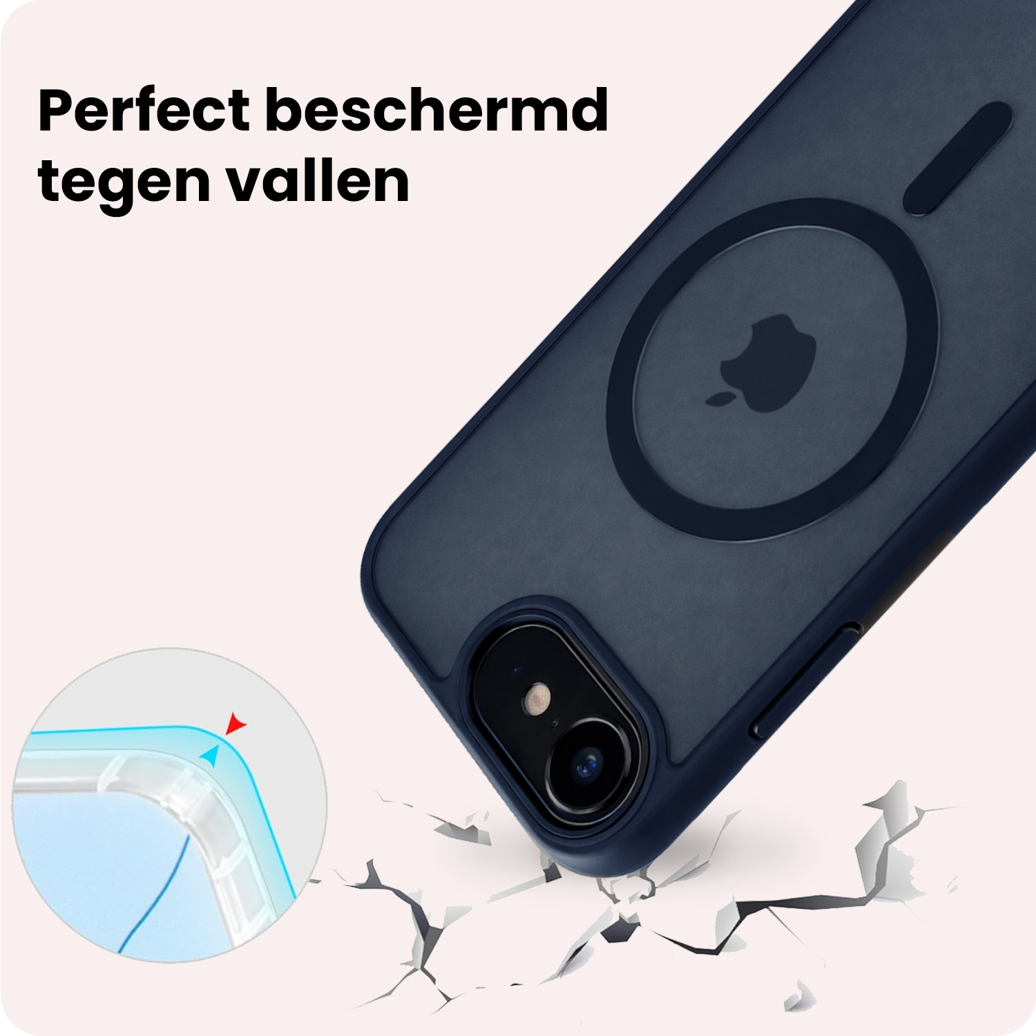 NoXx NoXx iPhone 17e Magsafe Hoesje Donkerblauw Met 2x Screenprotector