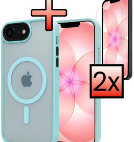 NoXx NoXx iPhone 17e Magsafe Hoesje Lichtblauw Met 2x Screenprotector
