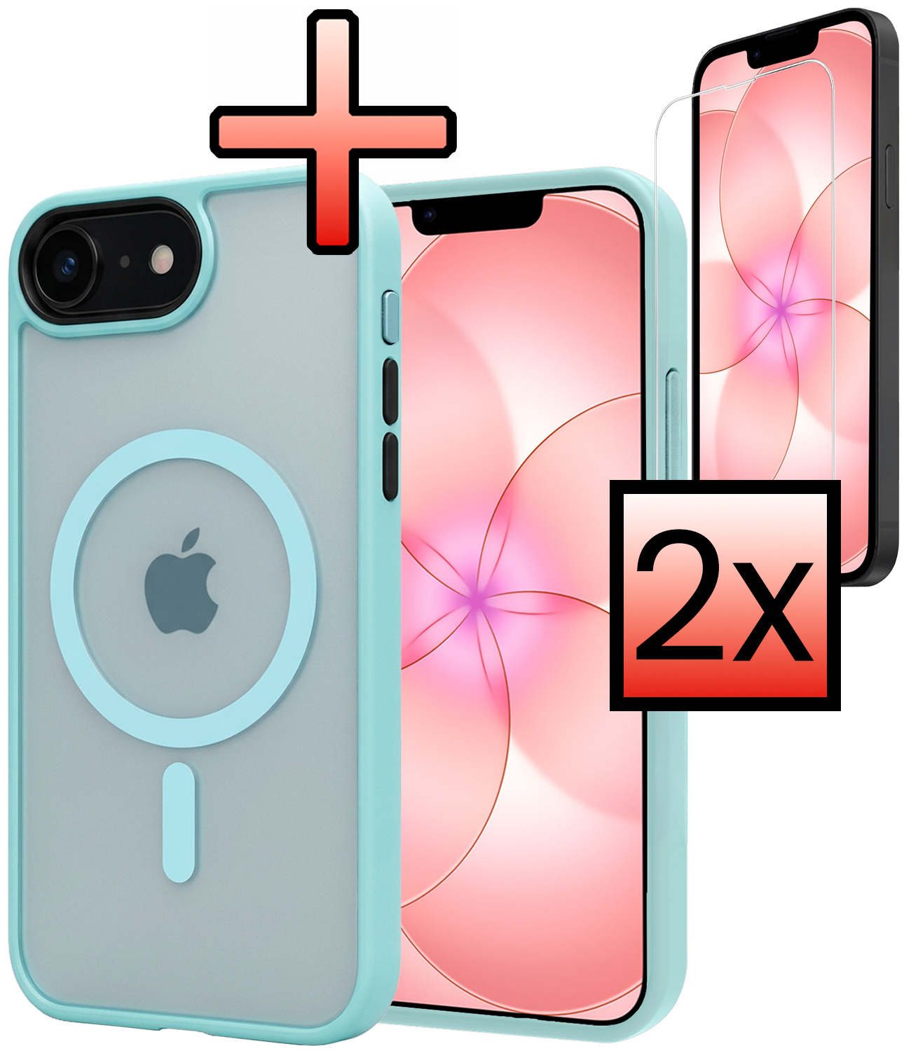 NoXx NoXx iPhone 17e Magsafe Hoesje Lichtblauw Met 2x Screenprotector