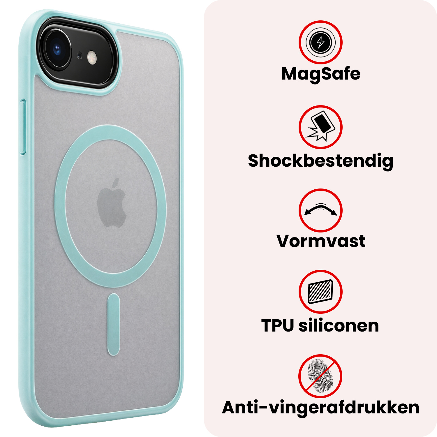 NoXx NoXx iPhone 17e Magsafe Hoesje Lichtblauw Met 2x Screenprotector
