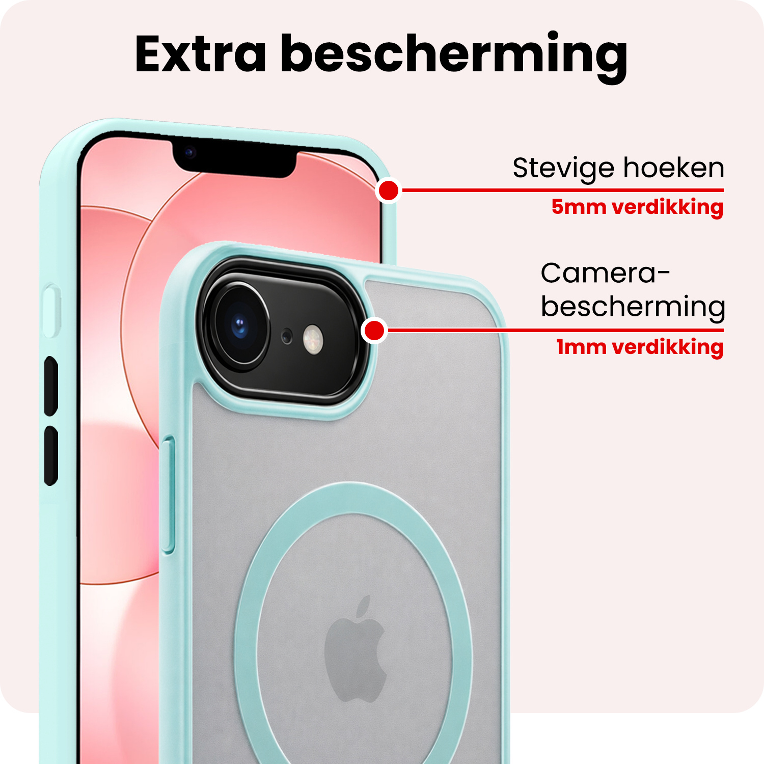 NoXx NoXx iPhone 17e Magsafe Hoesje Lichtblauw Met 2x Screenprotector