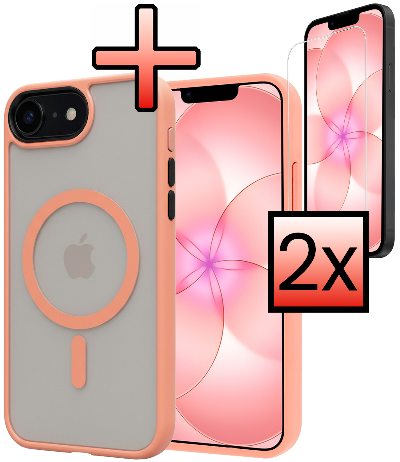 NoXx NoXx iPhone 17e Magsafe Hoesje Perzik Met 2x Screenprotector