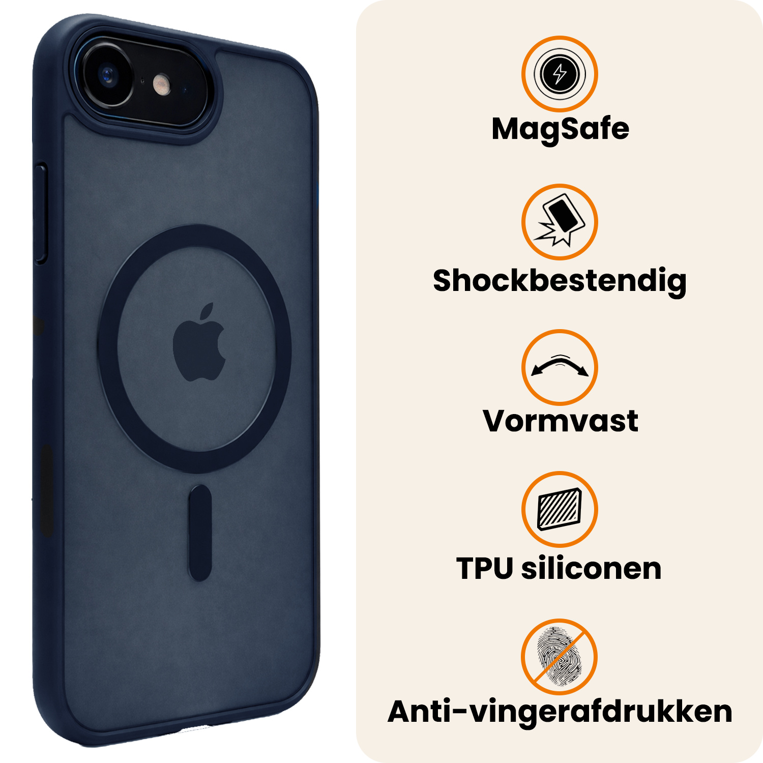 Nomfy Nomfy iPhone 17e Magsafe Hoesje Donkerblauw Met Screenprotector