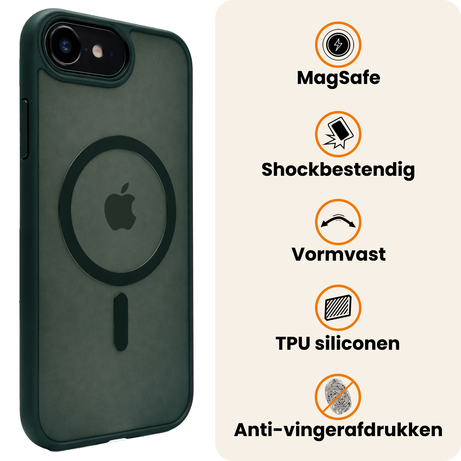 Nomfy Nomfy iPhone 17e Magsafe Hoesje Donkergroen Met Screenprotector