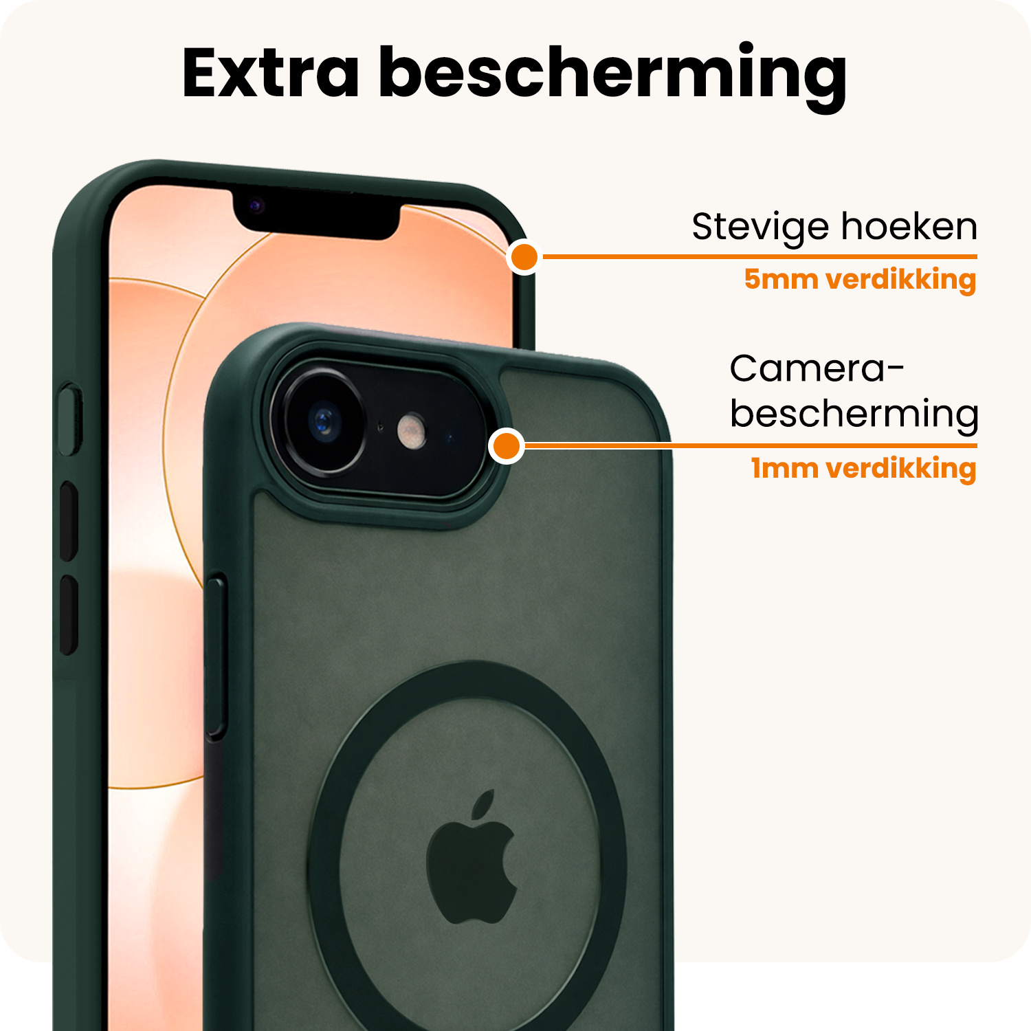 Nomfy Nomfy iPhone 17e Magsafe Hoesje Donkergroen Met Screenprotector