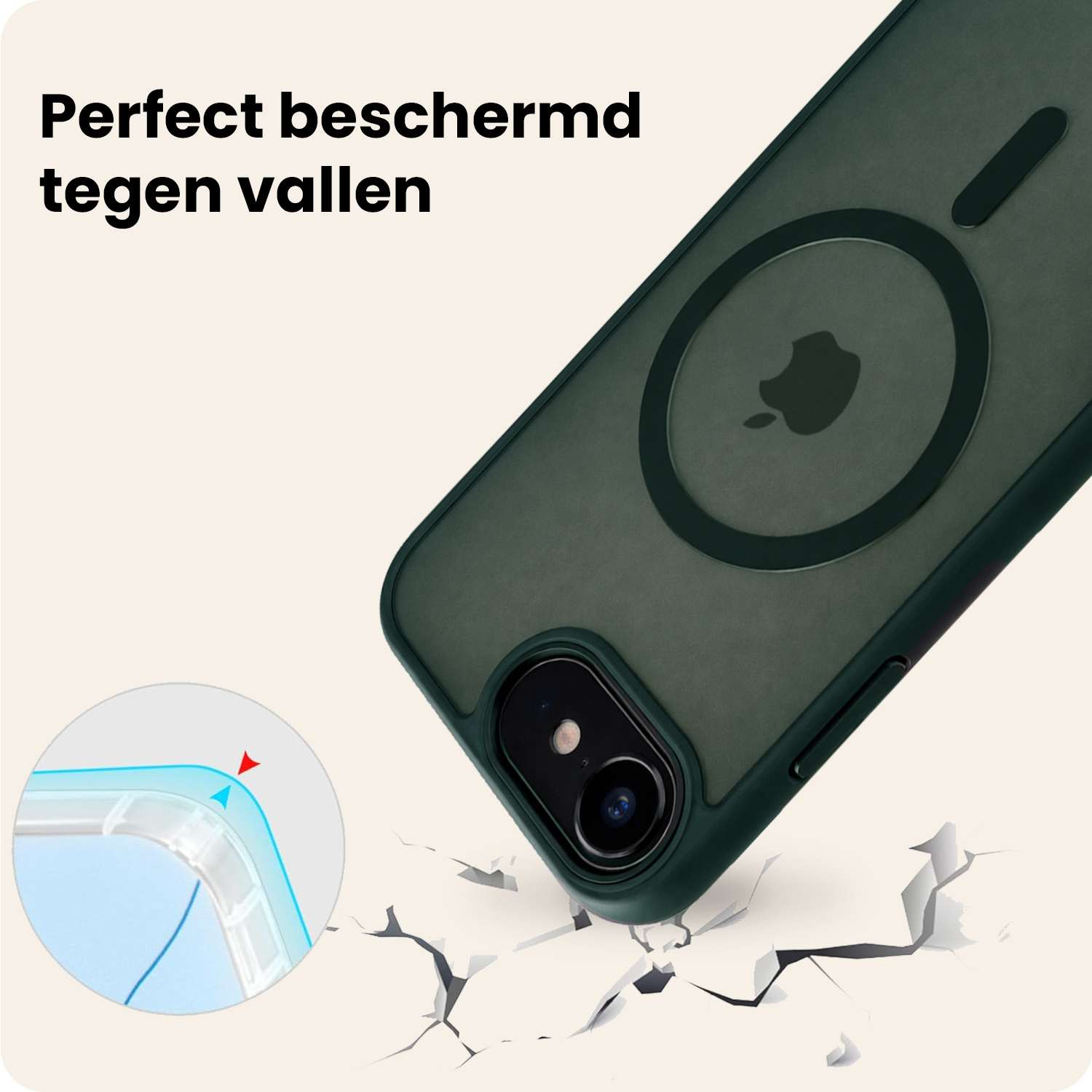 Nomfy Nomfy iPhone 17e Magsafe Hoesje Donkergroen Met Screenprotector