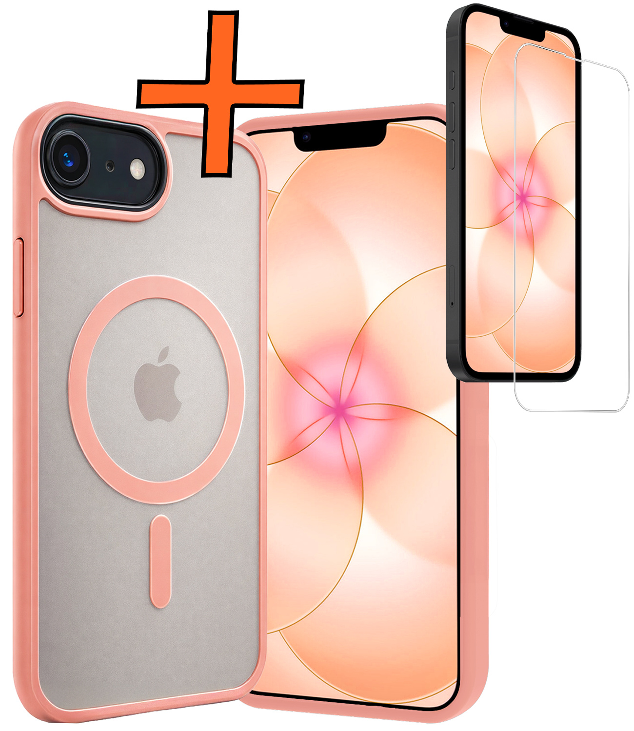 Nomfy Nomfy iPhone 17e Magsafe Hoesje Perzik Met Screenprotector