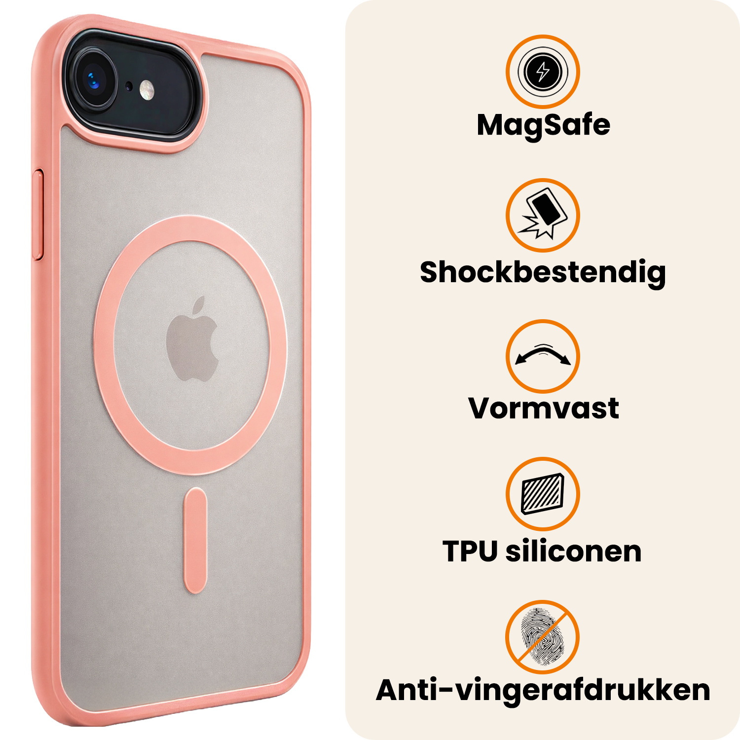 Nomfy Nomfy iPhone 17e Magsafe Hoesje Perzik Met Screenprotector