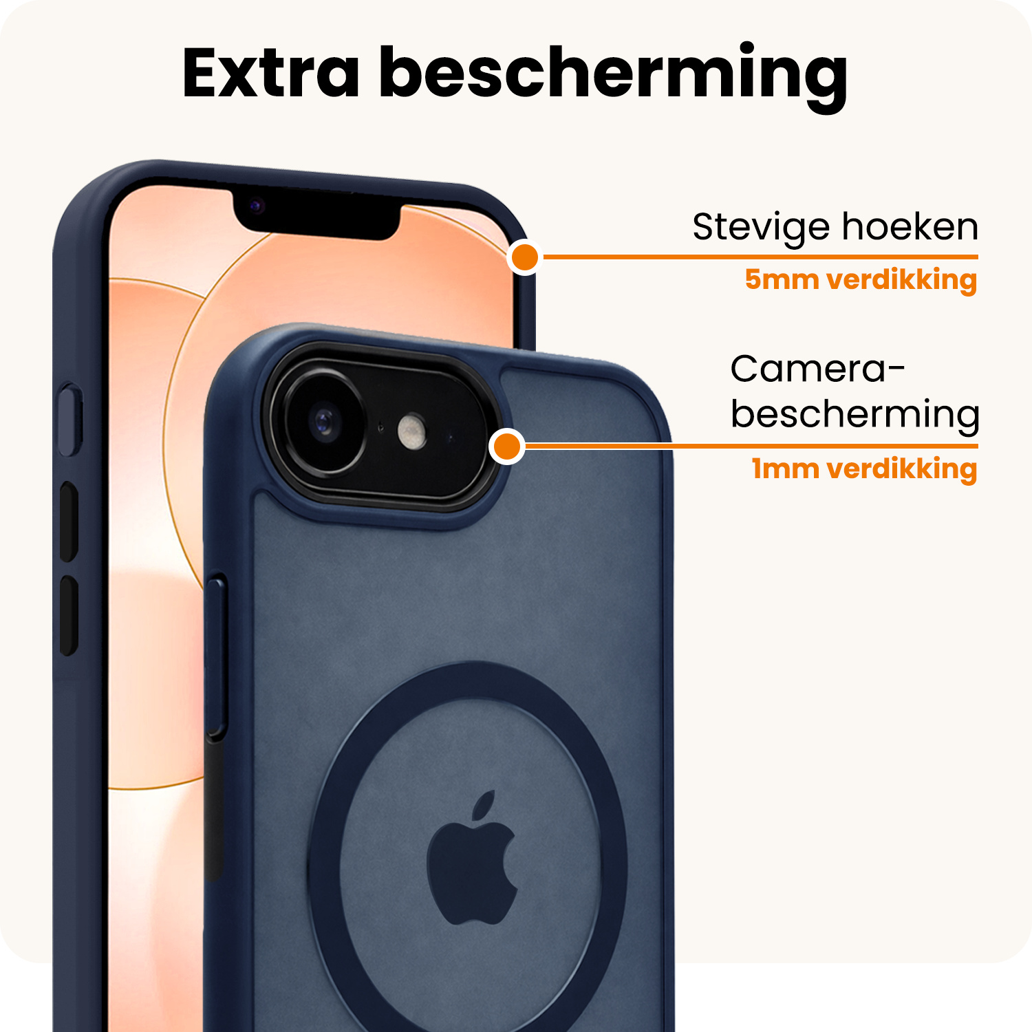 Nomfy Nomfy iPhone 17e Magsafe Hoesje Donkerblauw Met 2x Screenprotector