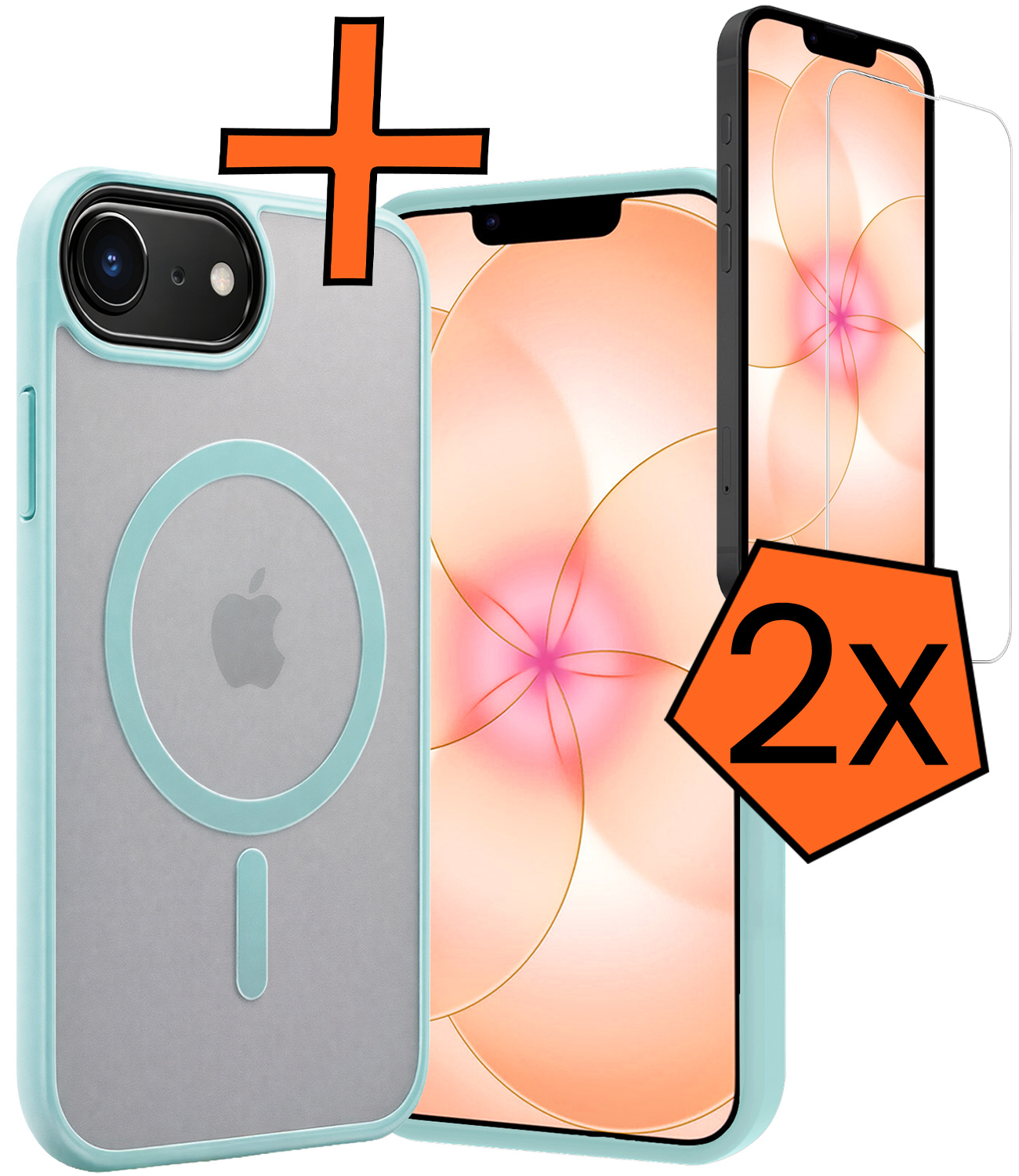 Nomfy Nomfy iPhone 17e Magsafe Hoesje Lichtblauw Met 2x Screenprotector