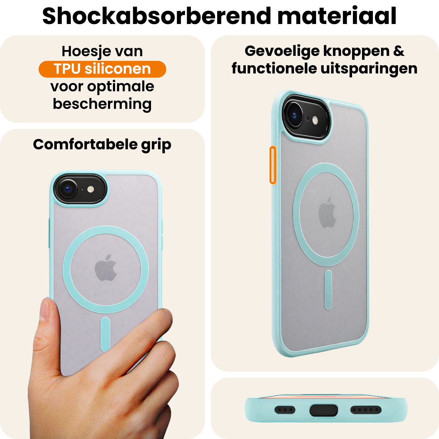 Nomfy Nomfy iPhone 17e Magsafe Hoesje Lichtblauw Met 2x Screenprotector