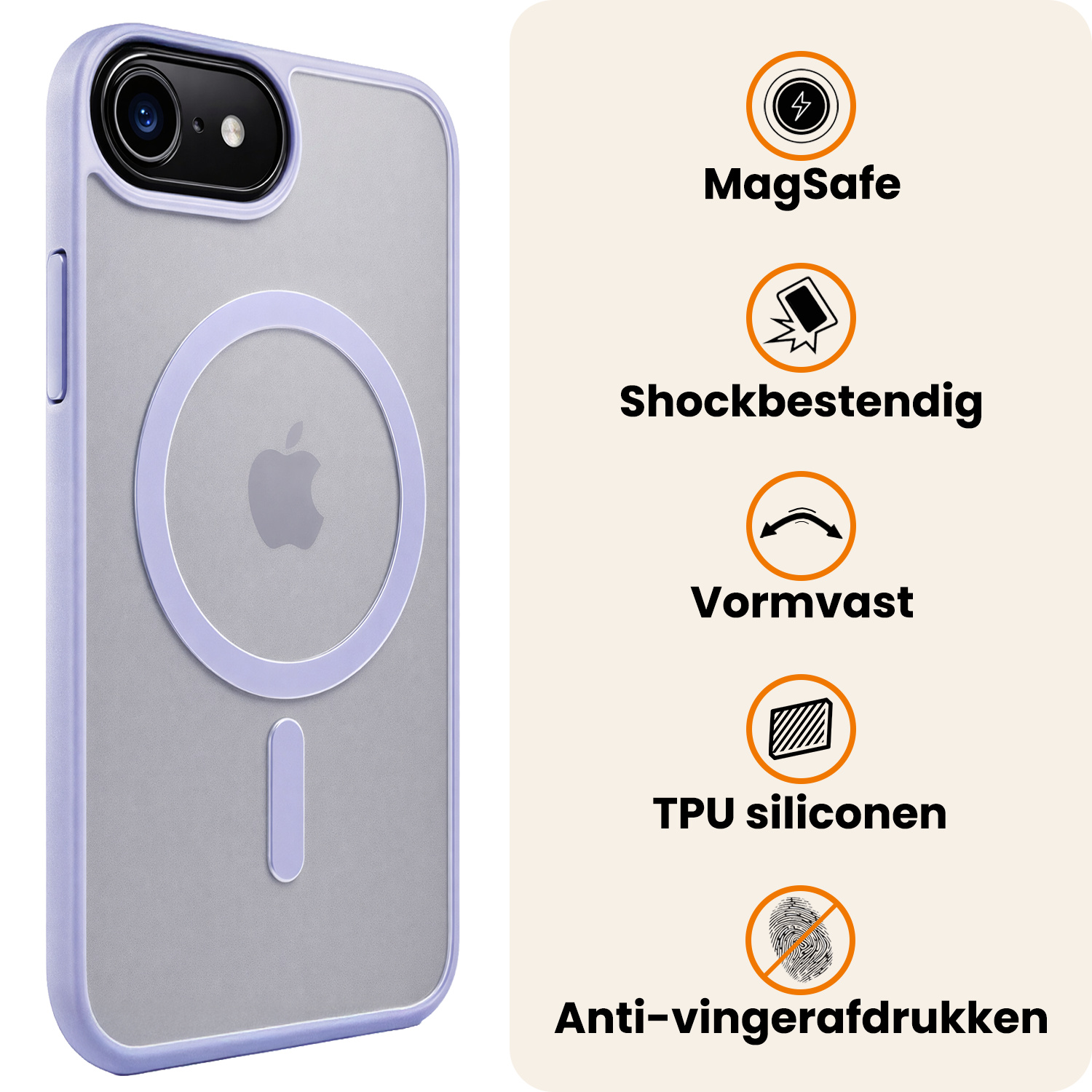Nomfy Nomfy iPhone 17e Magsafe Hoesje Lila Met 2x Screenprotector