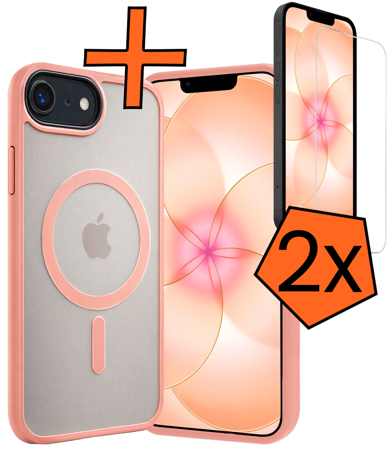 Nomfy Nomfy iPhone 17e Magsafe Hoesje Perzik Met 2x Screenprotector