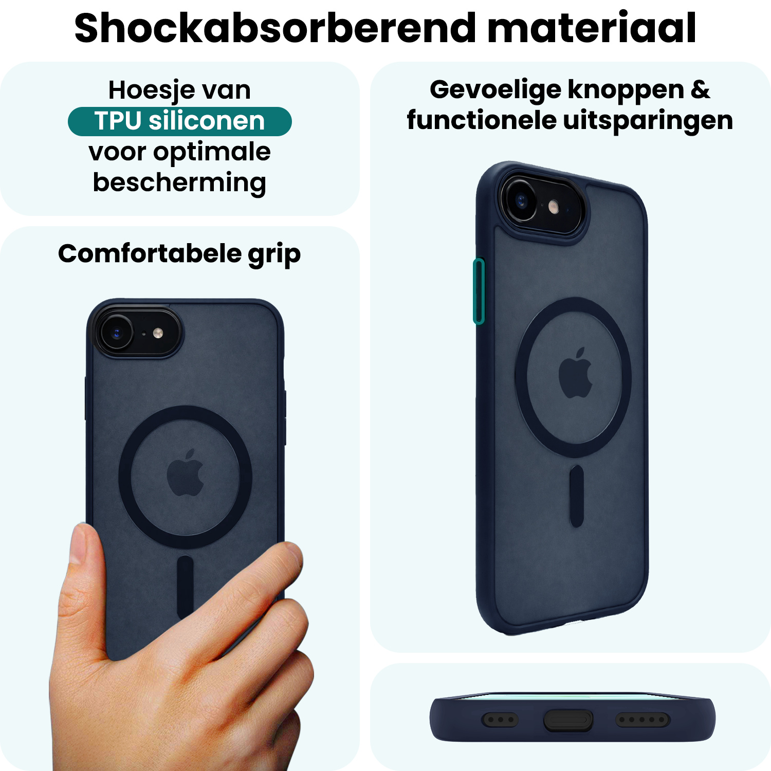 Forterra Forterra iPhone 17e Magsafe Hoesje - Donkerblauw - 2 PACK