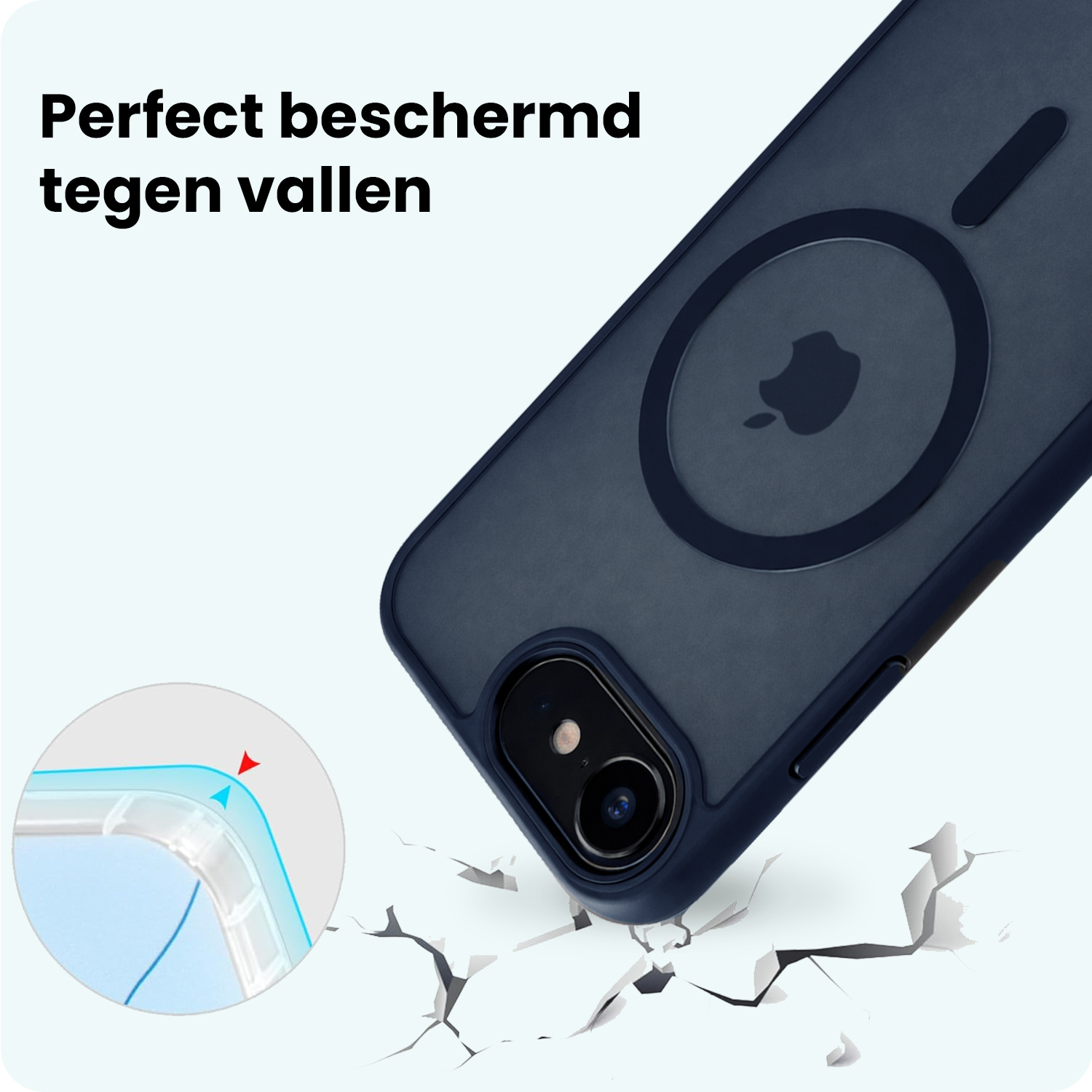 Forterra Forterra iPhone 17e Magsafe Hoesje Donkerblauw Met Screenprotector
