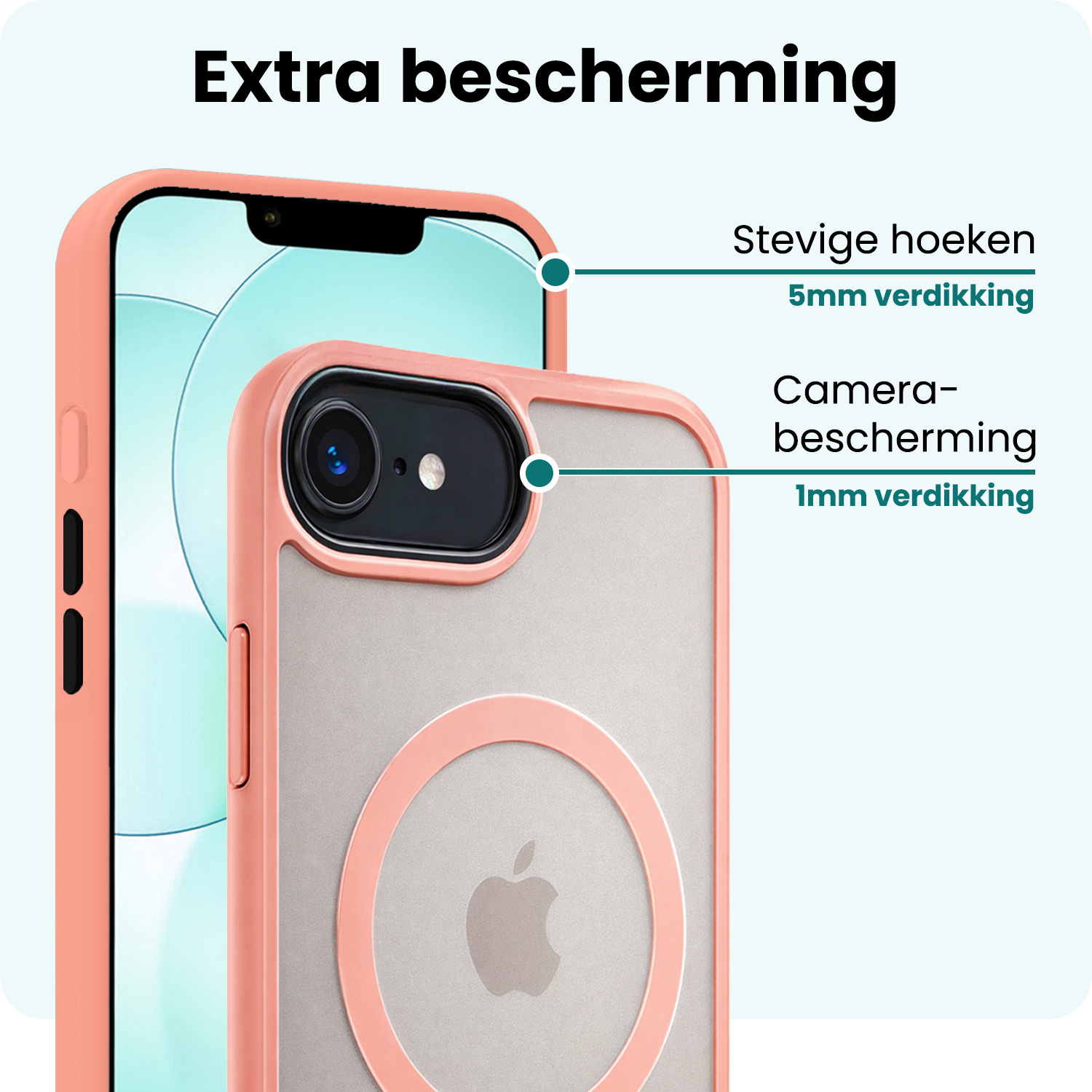 Forterra Forterra iPhone 17e Magsafe Hoesje Perzik Met Screenprotector