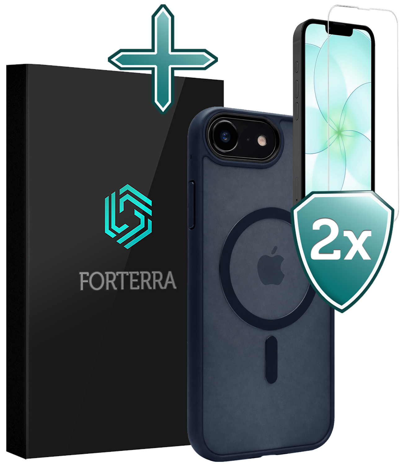 Forterra Forterra iPhone 17e Magsafe Hoesje Donkerblauw Met 2x Screenprotector