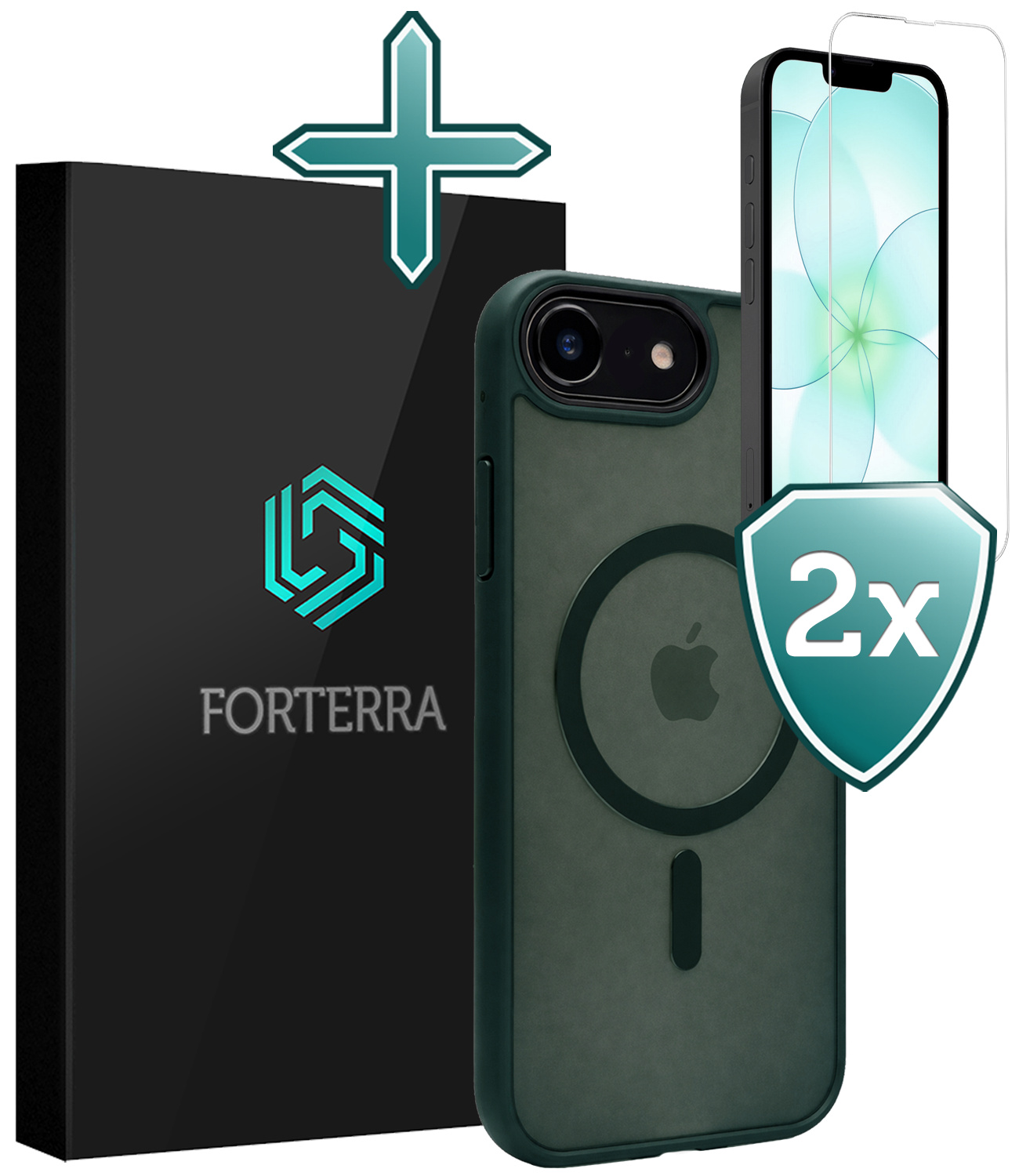 Forterra Forterra iPhone 17e Magsafe Hoesje Donkergroen Met 2x Screenprotector
