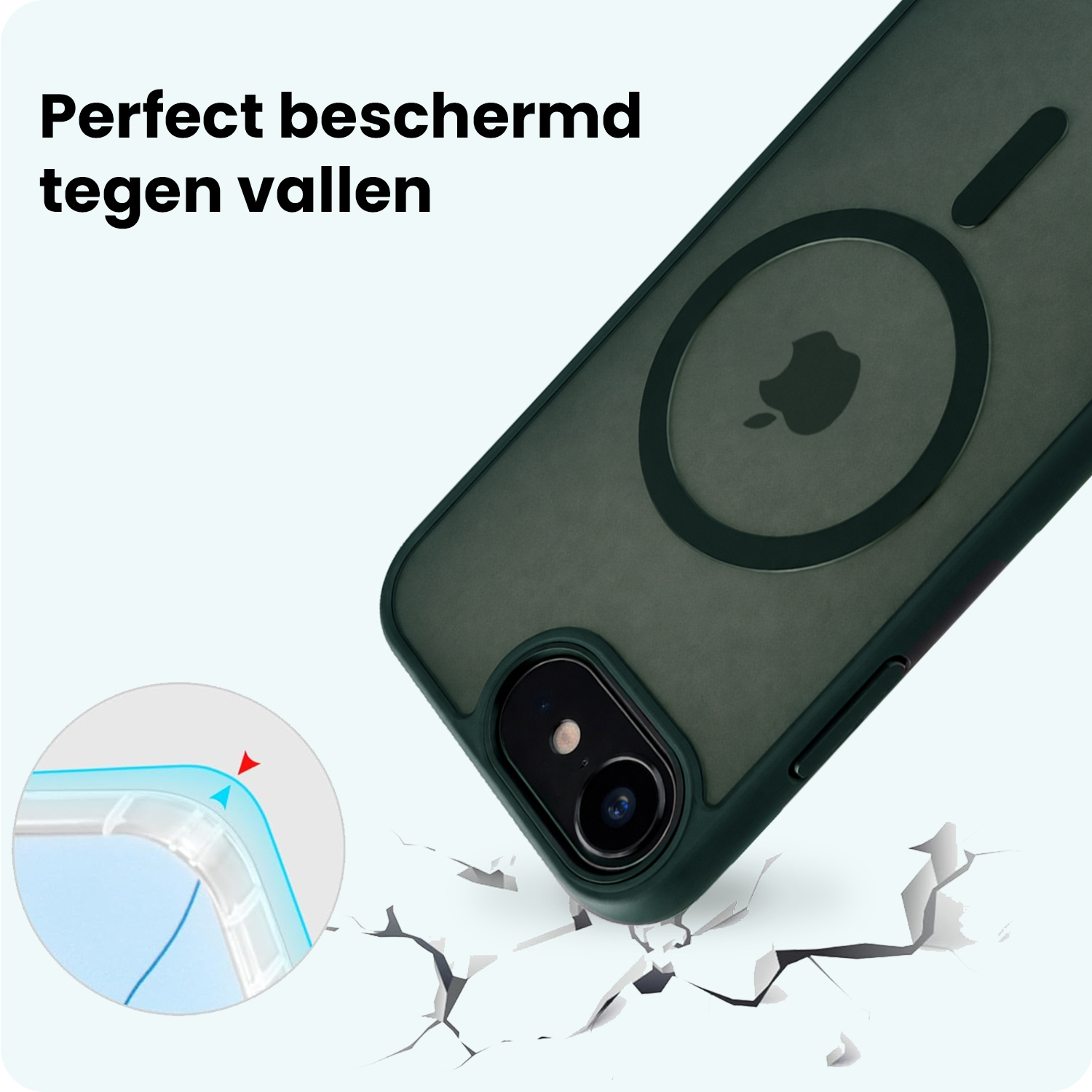 Forterra Forterra iPhone 17e Magsafe Hoesje Donkergroen Met 2x Screenprotector