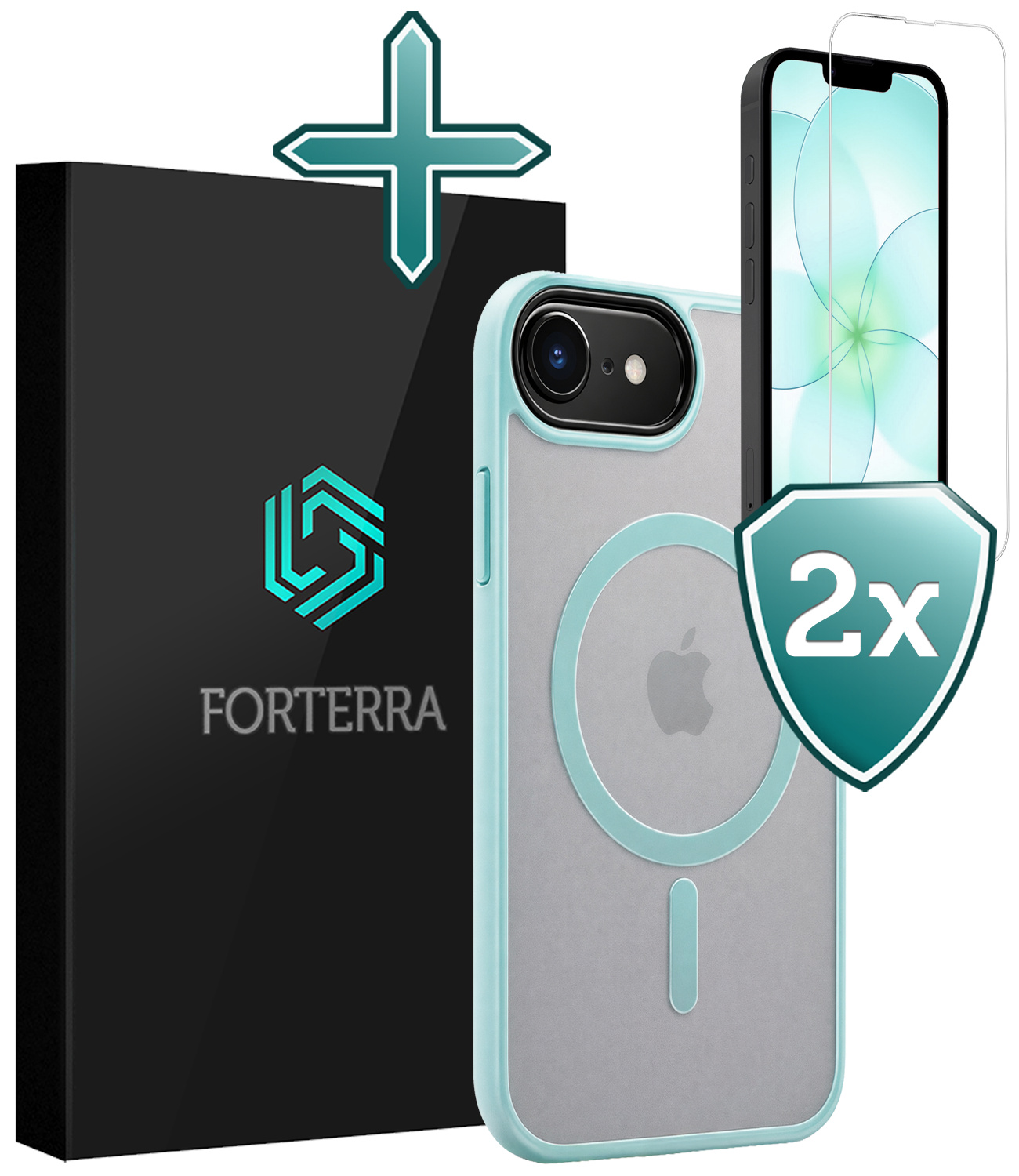 Forterra Forterra iPhone 17e Magsafe Hoesje Lichtblauw Met 2x Screenprotector