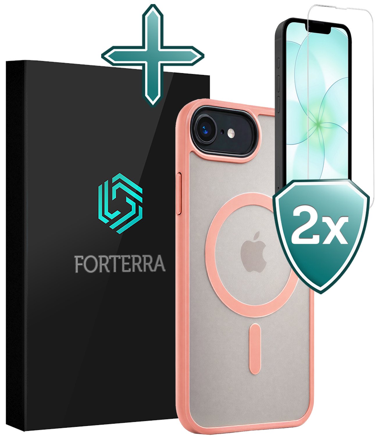 Forterra Forterra iPhone 17e Magsafe Hoesje Perzik Met 2x Screenprotector