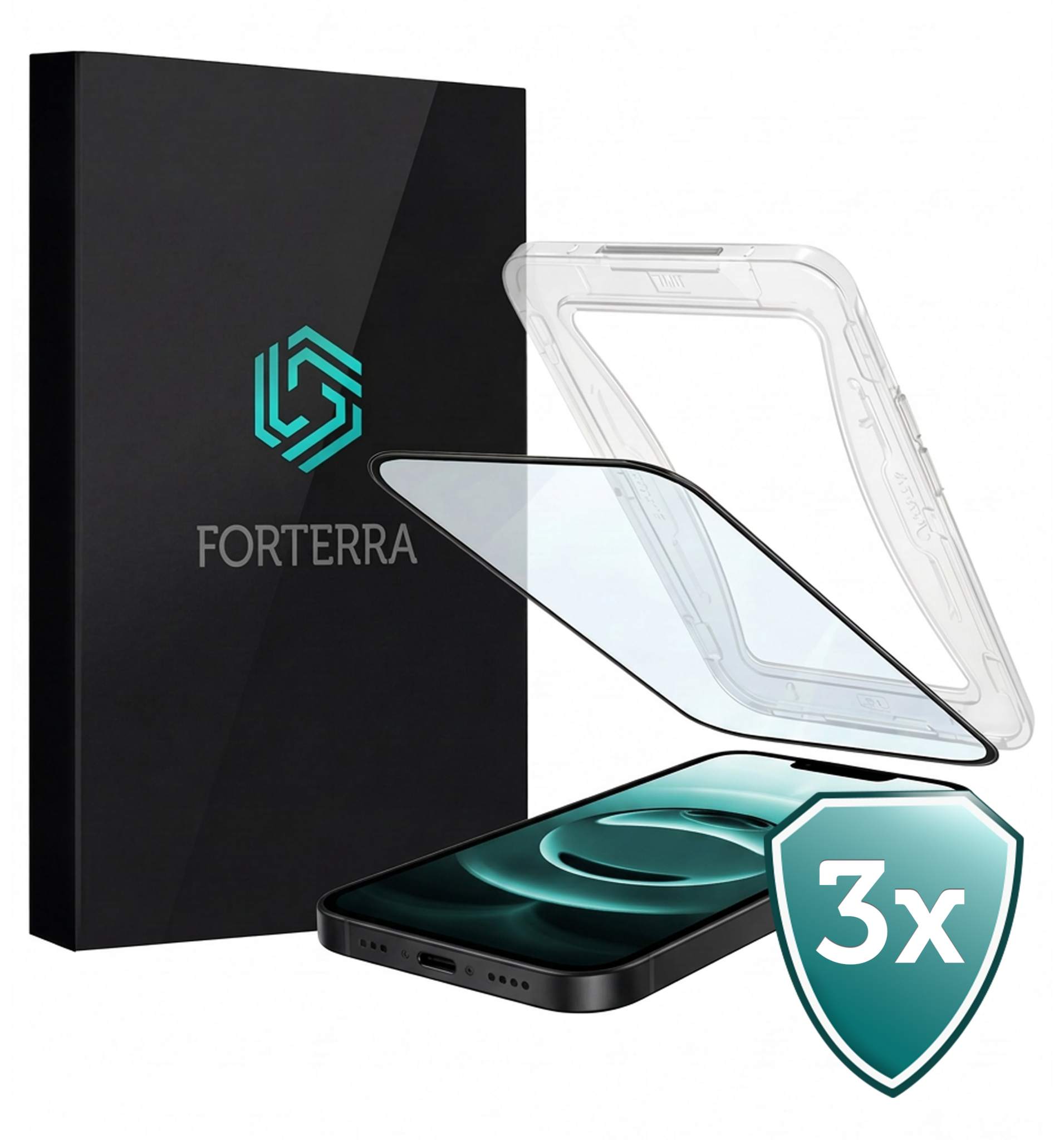 Forterra Forterra iPhone 16E Hybrid Screenprotector - 3 PACK