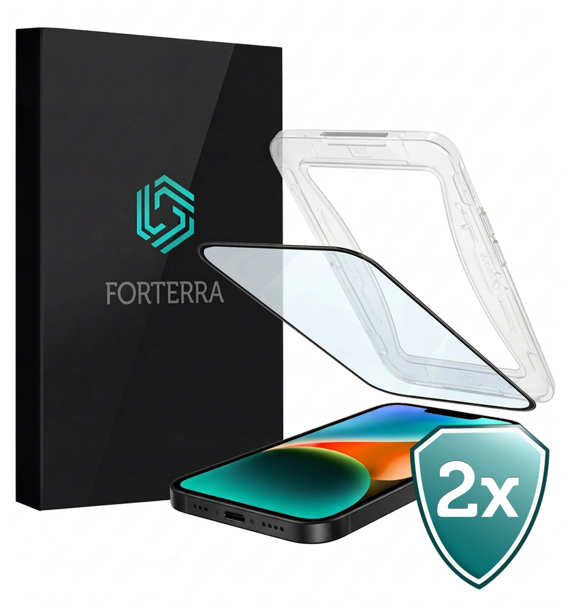 Forterra Screenprotector Geschikt voor iPhone 14 Pro Screenprotector Met Installatie Kit Flexibel Hybrid Full Cover - Screen Protector Geschikt voor iPhone 14 Pro Screenprotector Met Montage Frame Buigbaar Glas - 2 PACK