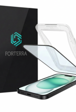 Forterra Screenprotector Geschikt voor iPhone 15 Plus Screenprotector Met Installatie Kit Flexibel Hybrid Full Cover - Screen Protector Geschikt voor iPhone 15 Plus Screenprotector Met Montage Frame Buigbaar Glas