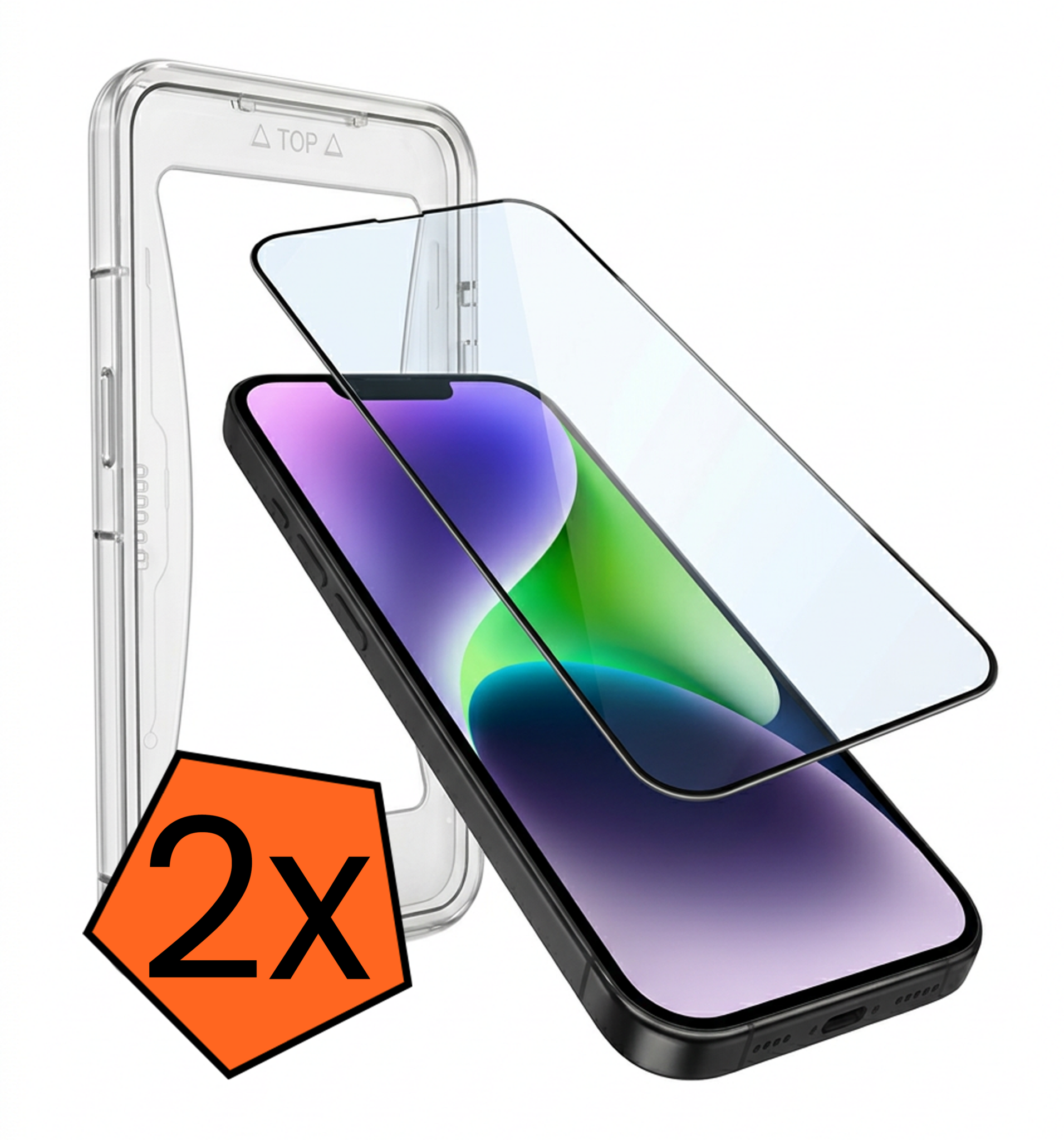Nomfy Screenprotector - Geschikt voor iPhone 14 Plus Screenprotector Met Installatie Kit Bescherm Glas - Screenprotector Geschikt voor iPhone 14 Plus Screen Protector Met Montage Frame Flexibel Glas Full Cover - 2 PACK