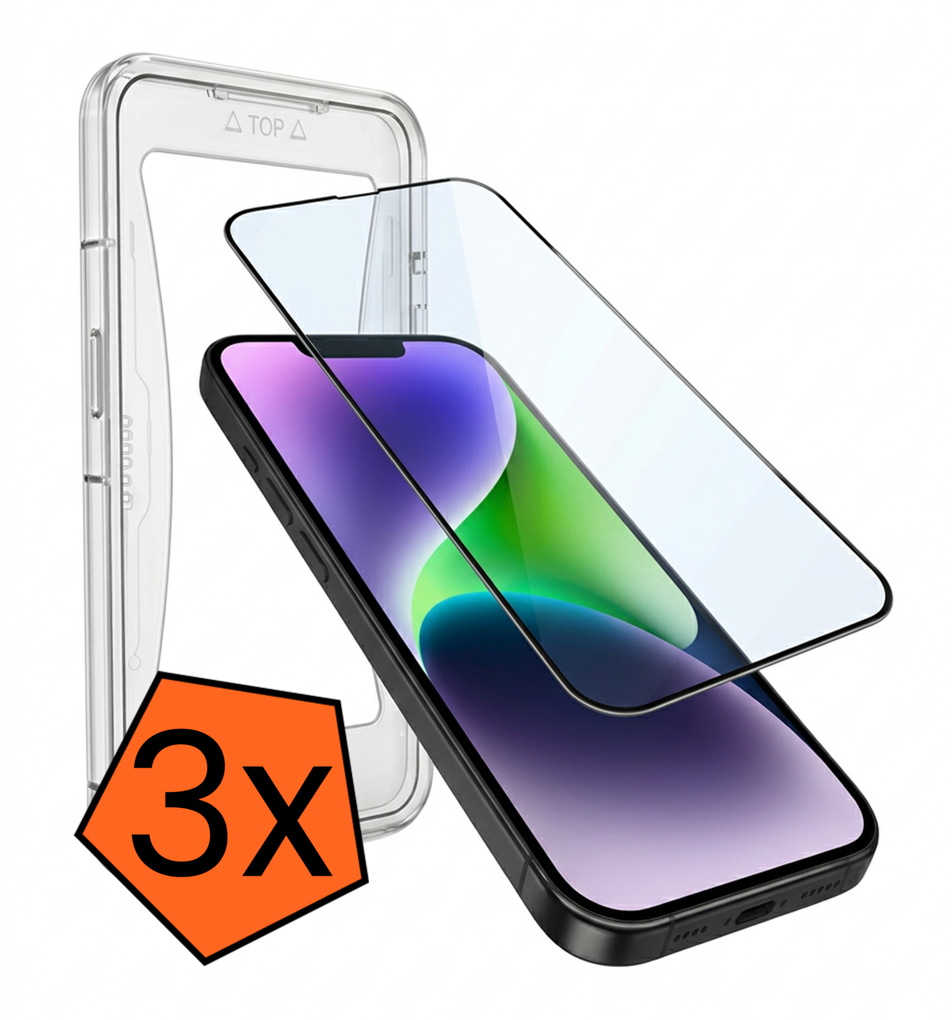 Nomfy Screenprotector - Geschikt voor iPhone 14 Screenprotector Met Installatie Kit Bescherm Glas - Screenprotector Geschikt voor iPhone 14 Screen Protector Met Montage Frame Flexibel Glas Full Cover - 3 PACK