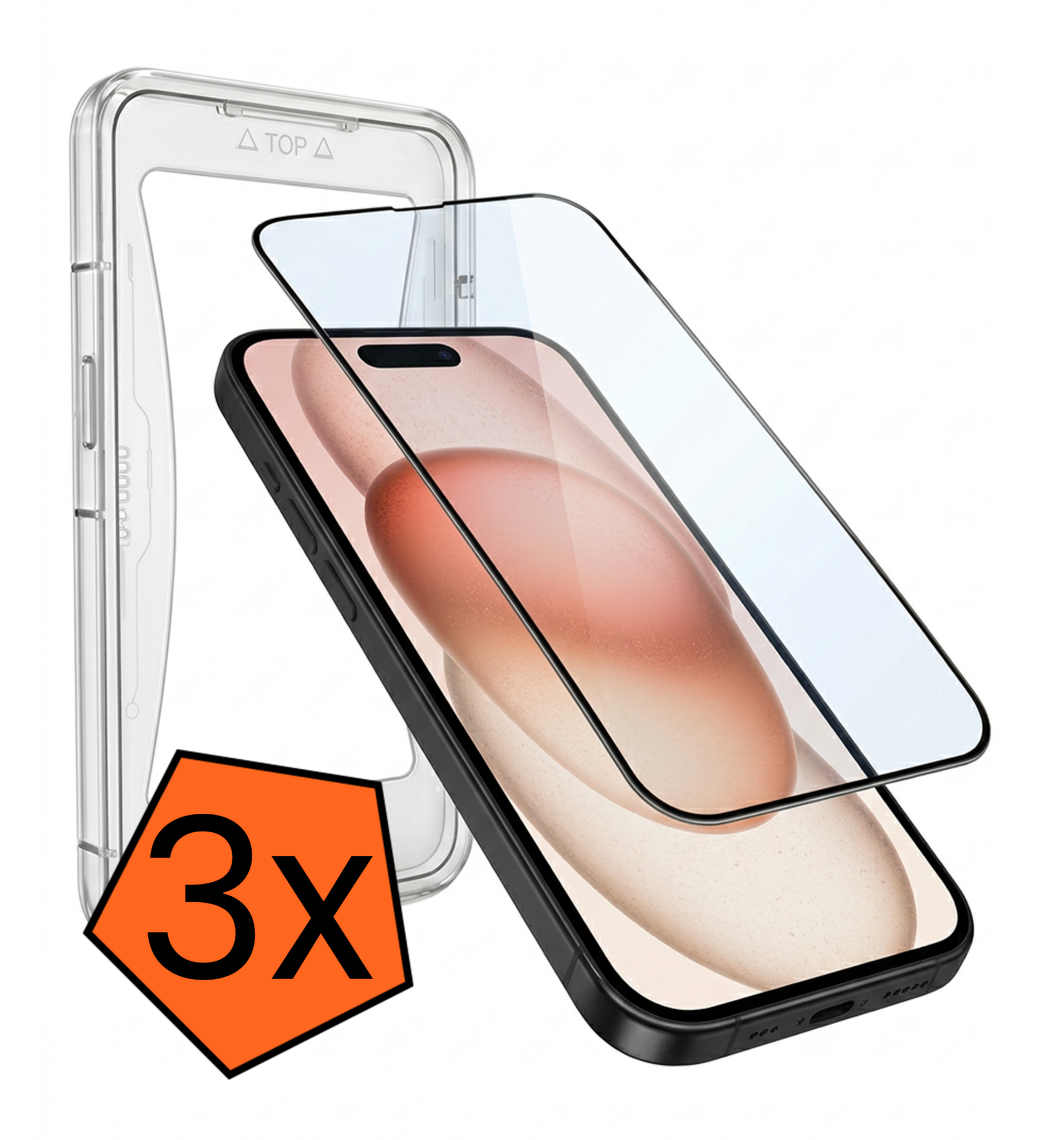 Nomfy Screenprotector - Geschikt voor iPhone 15 Plus Screenprotector Met Installatie Kit Bescherm Glas - Screenprotector Geschikt voor iPhone 15 Plus Screen Protector Met Montage Frame Flexibel Glas Full Cover - 3 PACK