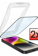 NoXx Screenprotector Geschikt voor iPhone 14 Pro Max Screenprotector Met Montage Frame Hybrid Flexibel Glass Full Cover - 2 PACK