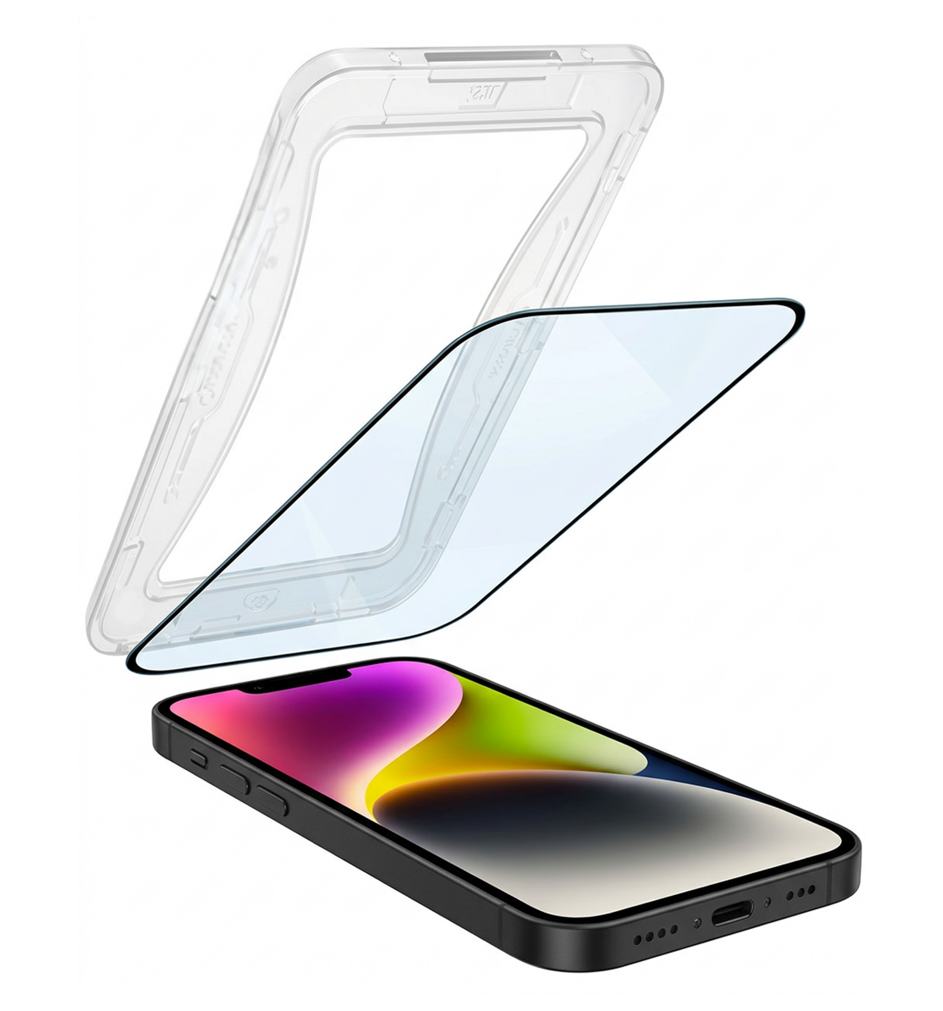 NoXx Screenprotector Geschikt voor iPhone 14 Pro Screenprotector Met Montage Frame Hybrid Flexibel Glass Full Cover