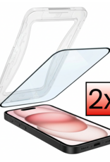 NoXx Screenprotector Geschikt voor iPhone 15 Pro Max Screenprotector Met Montage Frame Hybrid Flexibel Glass Full Cover - 2 PACK