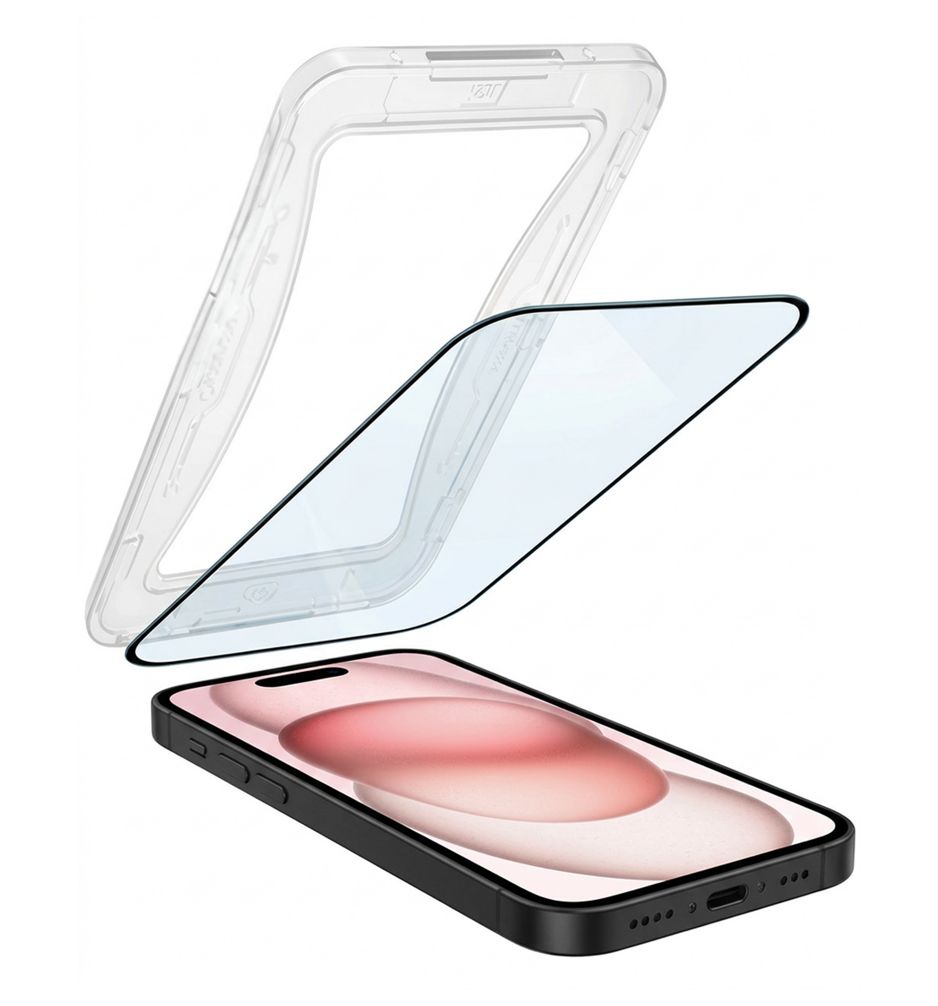 NoXx Screenprotector Geschikt voor iPhone 15 Plus Screenprotector Met Montage Frame Hybrid Flexibel Glass Full Cover