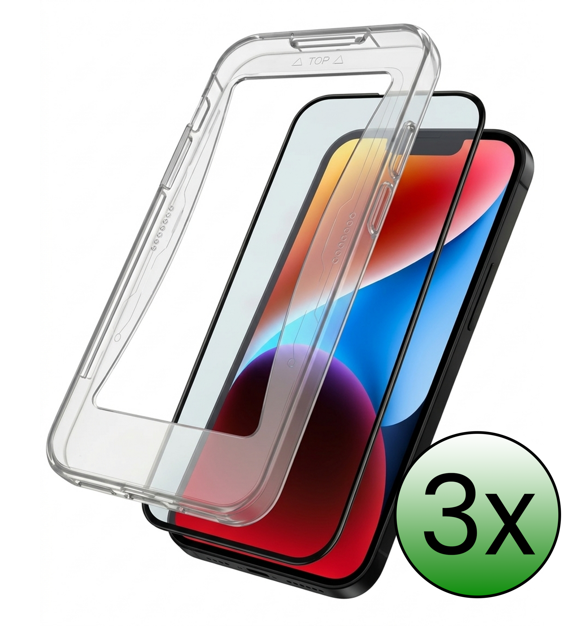 BASEY. Screenprotector Geschikt voor iPhone 14 Plus Screenprotector Met Montage Frame Beschermglas Flexibel Full Cover - Screenprotector Geschikt voor iPhone 14 Plus Screen Protector Met Installatie Kit Full Cover - 3 Stuks