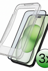 BASEY. Screenprotector Geschikt voor iPhone 15 Pro Screenprotector Met Montage Frame Beschermglas Flexibel Full Cover - Screenprotector Geschikt voor iPhone 15 Pro Screen Protector Met Installatie Kit Full Cover - 3 Stuks
