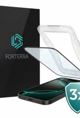 Forterra Screenprotector Geschikt voor iPhone 16 Pro Max Screenprotector Met Installatie Kit Flexibel Hybrid Full Cover - Screen Protector Geschikt voor iPhone 16 Pro Max Screenprotector Met Montage Frame Buigbaar Glas - 3 PACK