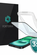 Forterra Screenprotector Geschikt voor iPhone 16 Plus Screenprotector Met Installatie Kit Flexibel Hybrid Full Cover - Screen Protector Geschikt voor iPhone 16 Plus Screenprotector Met Montage Frame Buigbaar Glas - 3 PACK