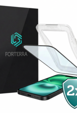 Forterra Screenprotector Geschikt voor iPhone 16 Screenprotector Met Installatie Kit Flexibel Hybrid Full Cover - Screen Protector Geschikt voor iPhone 16 Screenprotector Met Montage Frame Buigbaar Glas - 2 PACK