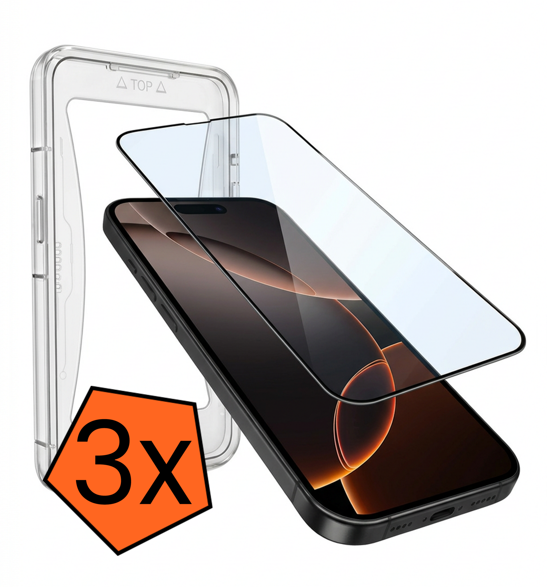 Nomfy Screenprotector - Geschikt voor iPhone 16 Pro Screenprotector Met Installatie Kit Bescherm Glas - Screenprotector Geschikt voor iPhone 16 Pro Screen Protector Met Montage Frame Flexibel Glas Full Cover - 3 PACK