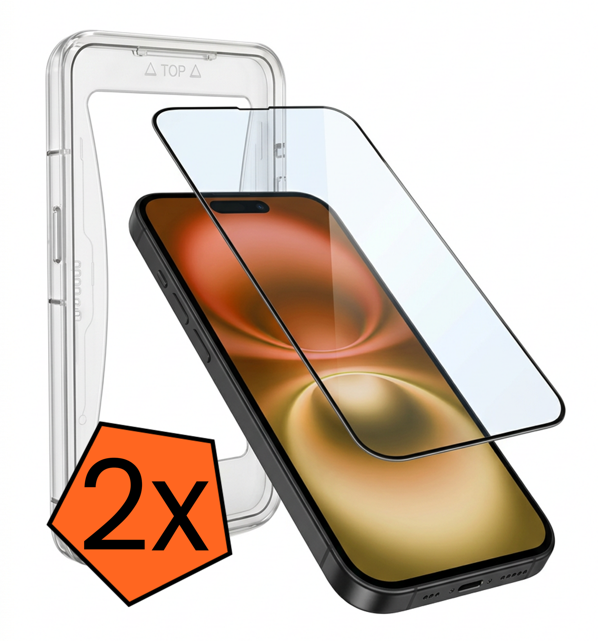 Nomfy Screenprotector - Geschikt voor iPhone 16 Screenprotector Met Installatie Kit Bescherm Glas - Screenprotector Geschikt voor iPhone 16 Screen Protector Met Montage Frame Flexibel Glas Full Cover - 2 PACK