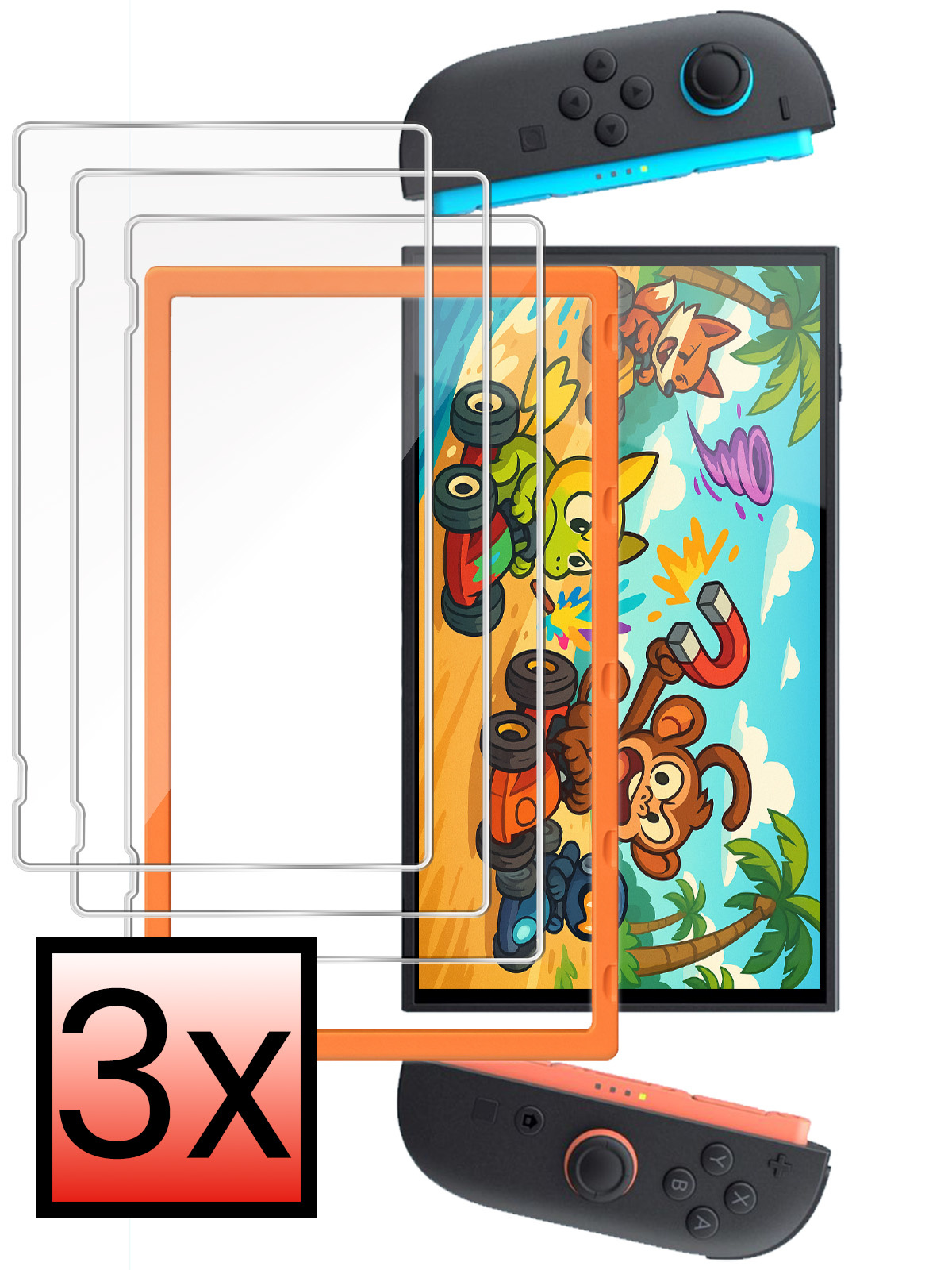 NoXx NoXx Nintendo Switch 2 Screenprotector Met Installatieframe - 3 PACK