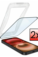 NoXx Screenprotector Geschikt voor iPhone 16 Screenprotector Met Montage Frame Hybrid Flexibel Glass Full Cover - 2x