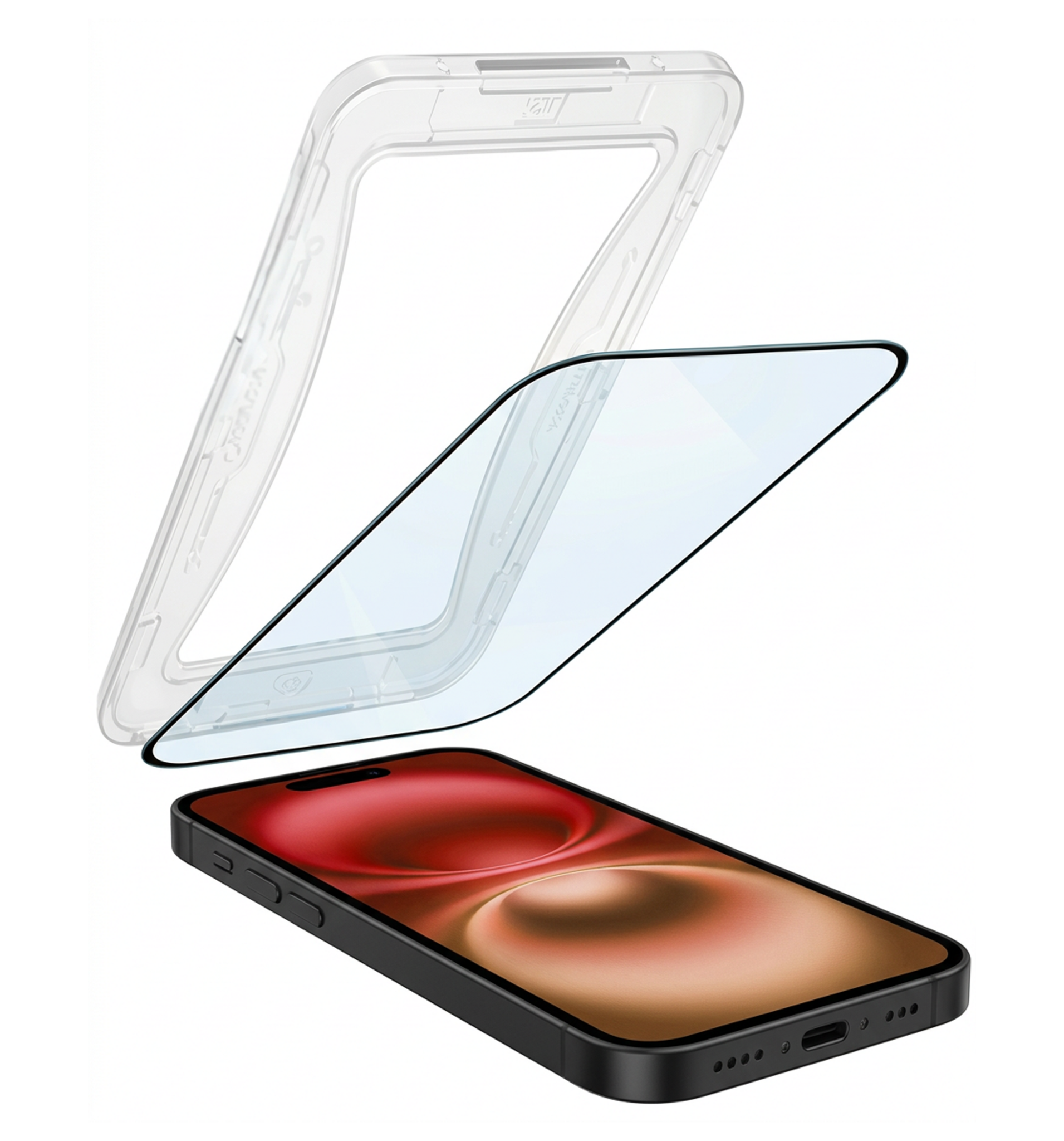 NoXx Screenprotector Geschikt voor iPhone 16 Screenprotector Met Montage Frame Hybrid Flexibel Glass Full Cover