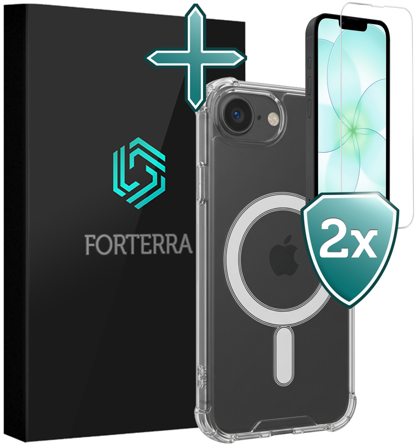 Forterra Forterra iPhone 17e Magsafe Hoesje Transparant Met 2x Screenprotector