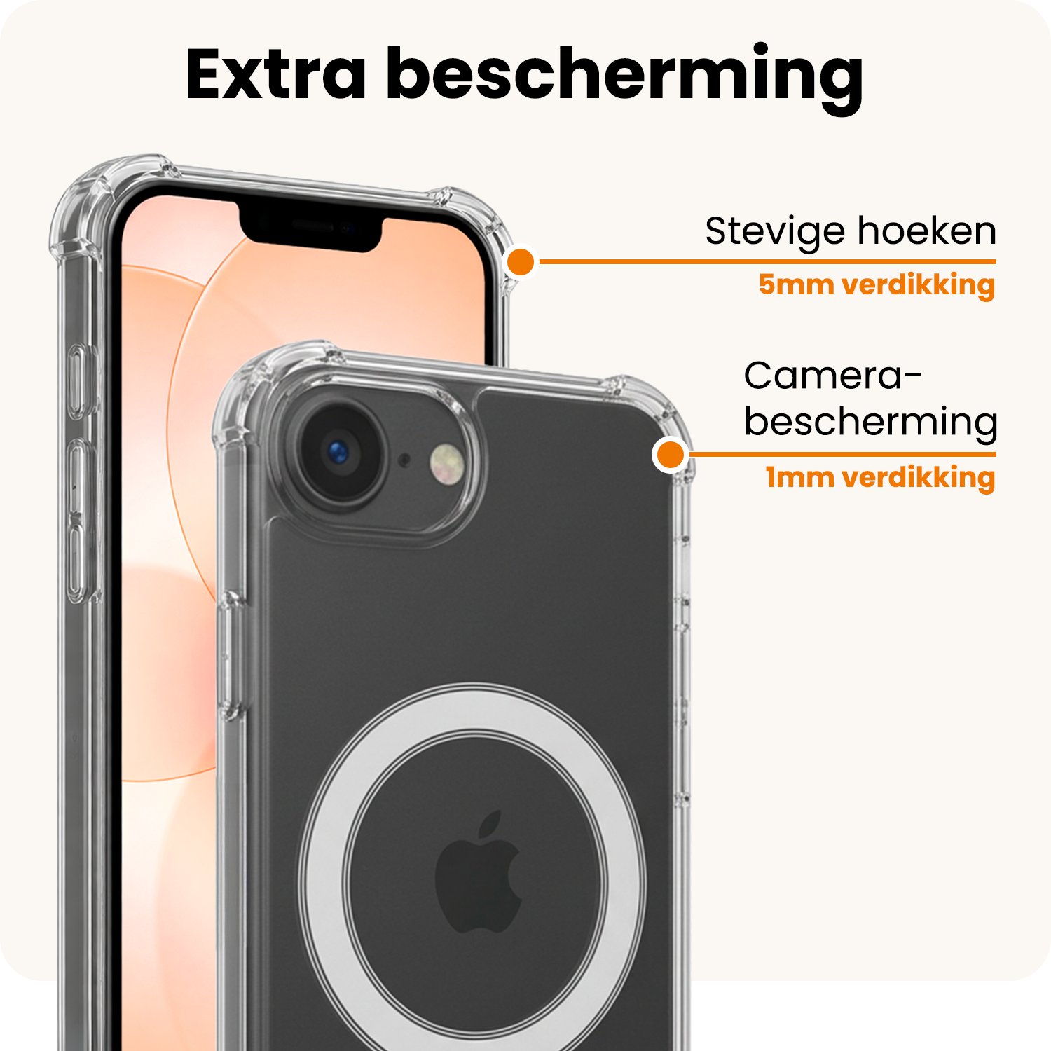 Nomfy Nomfy iPhone 17e Magsafe Hoesje Transparant Met 2x Screenprotector