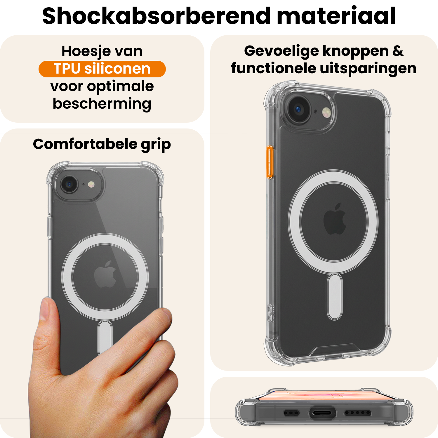 Nomfy Nomfy iPhone 17e Magsafe Hoesje Transparant Met 2x Screenprotector