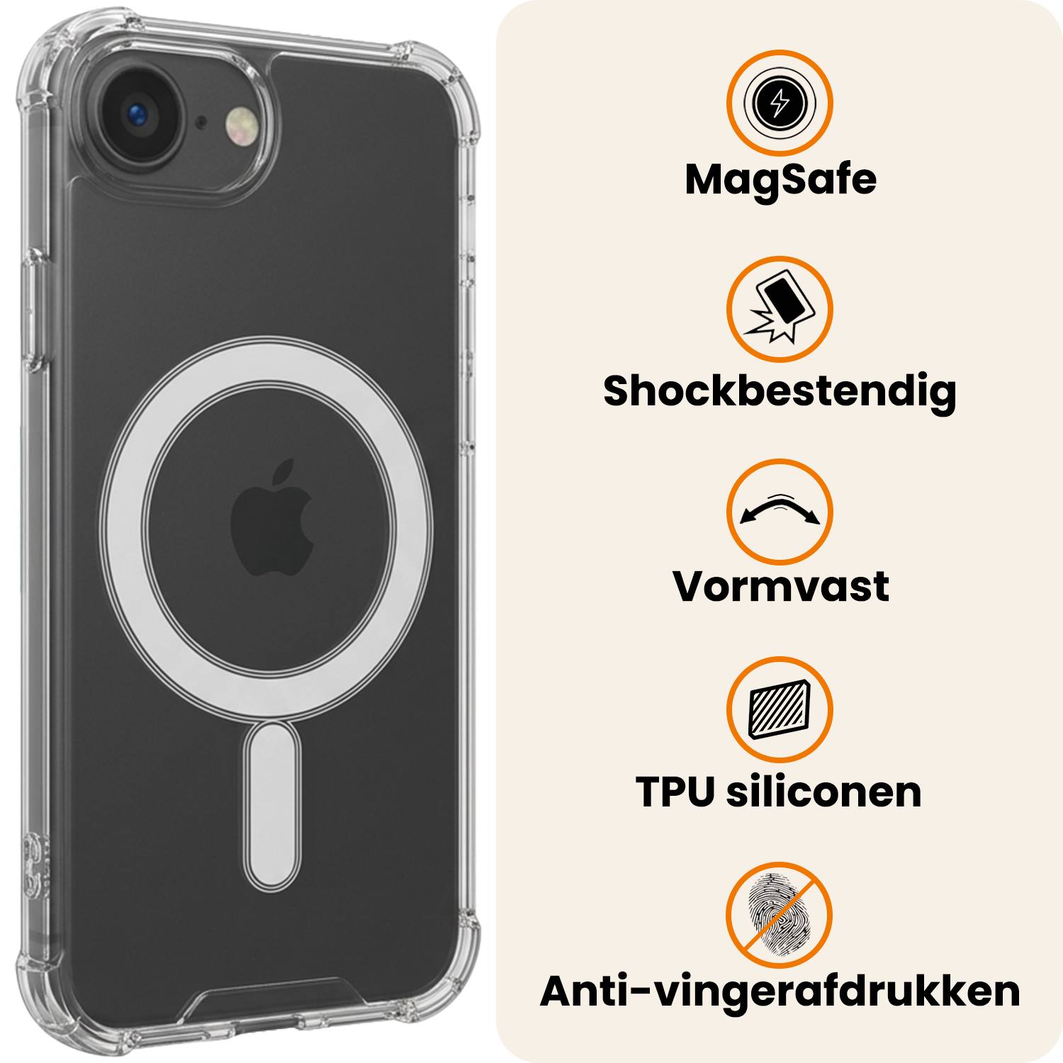 Nomfy Nomfy iPhone 17e Magsafe Hoesje Transparant Met Screenprotector