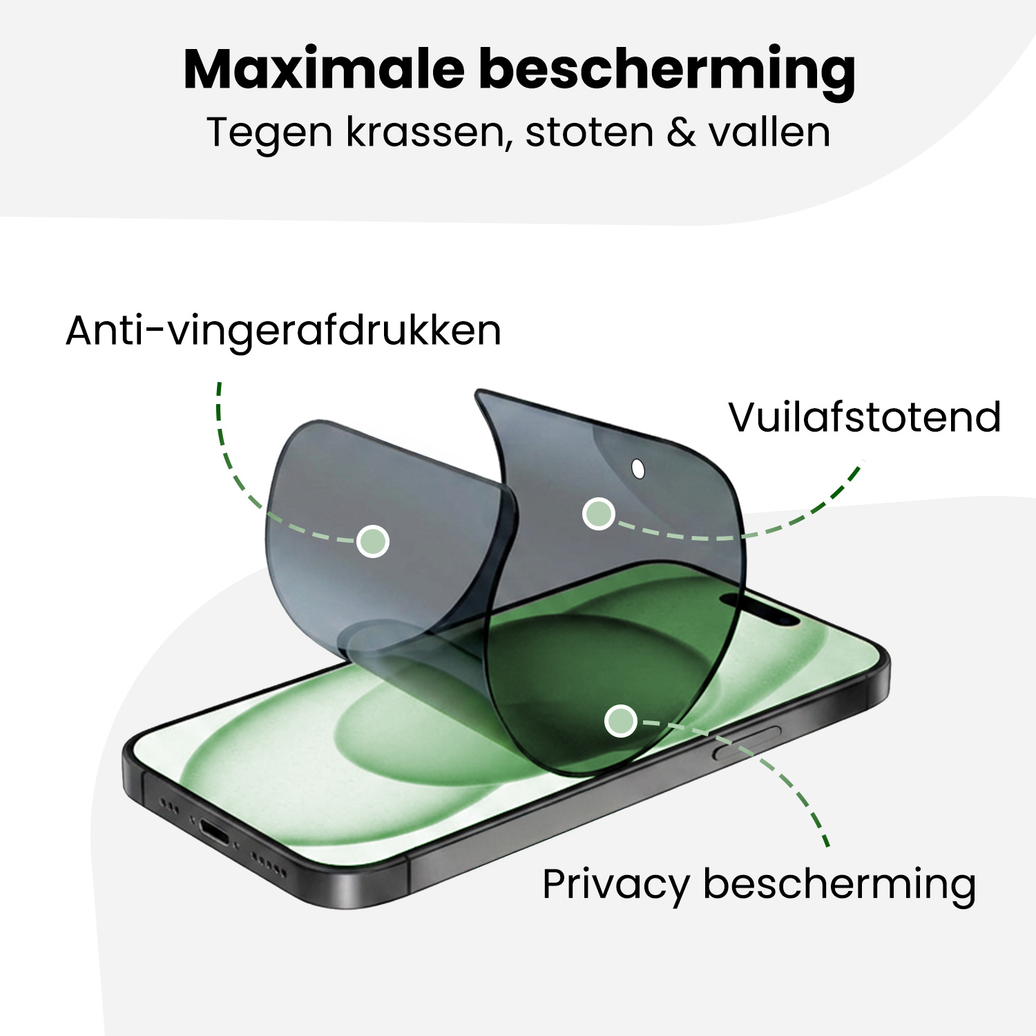 BASEY. BASEY. iPhone 15 Plus Hybrid Privacy Screenprotector - 3 PACK